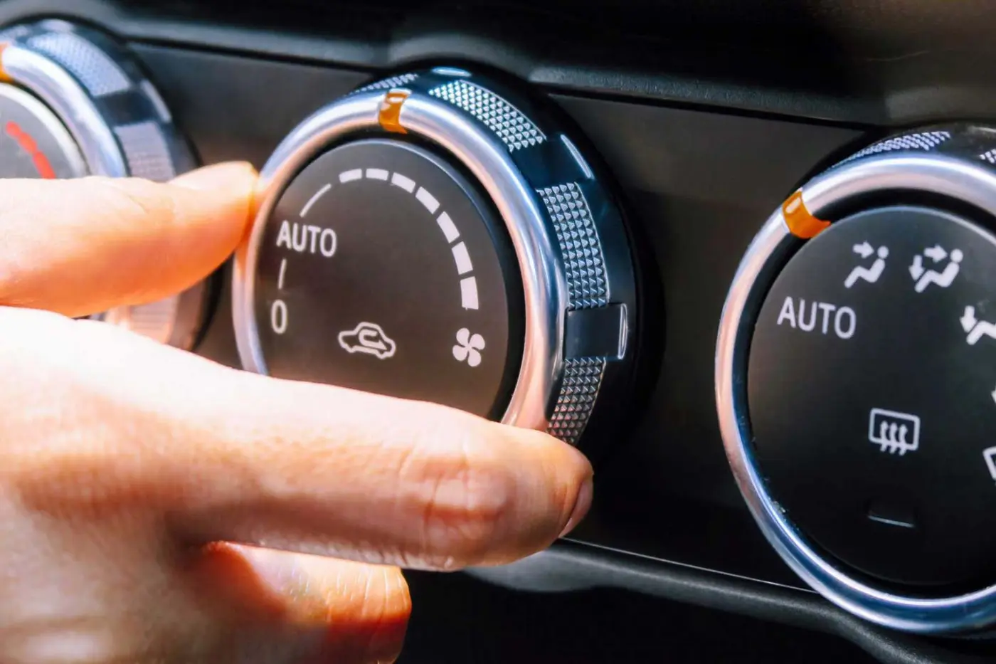 Car dashboard climate controls after an air conditioning repair by C.A.M.S. Chippenham