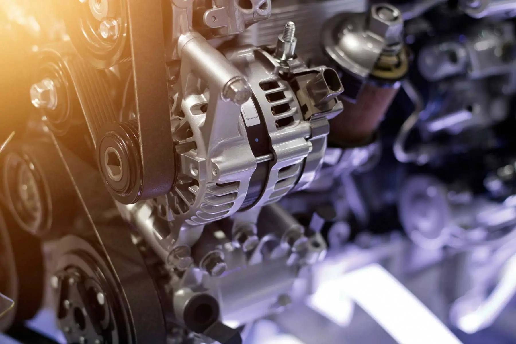 Close up of a stripped car engine during mechanical repair work at C.A.M.S. Chippenham